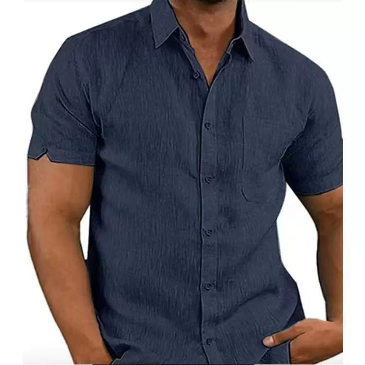 👔2026 Pop-up Shirt Men's Shirt With Solid Color Lapel And Short Sleeves– Lightweight & Breathable 🔥