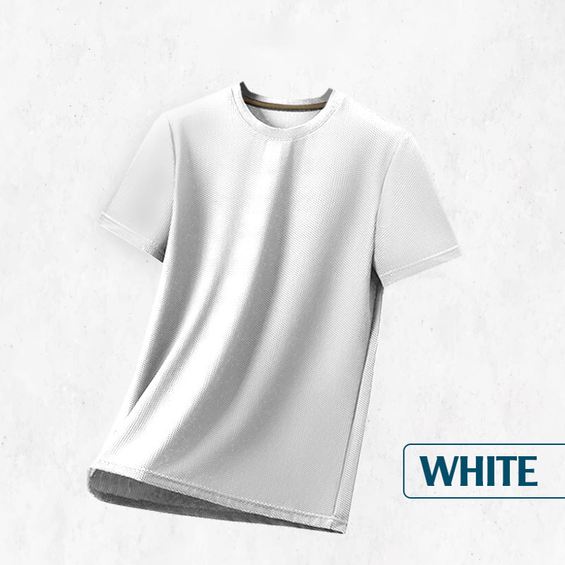 š„Zomer Uitverkoopš„Ademend Effen Kleur Kort Mouw Wafel T-shirt