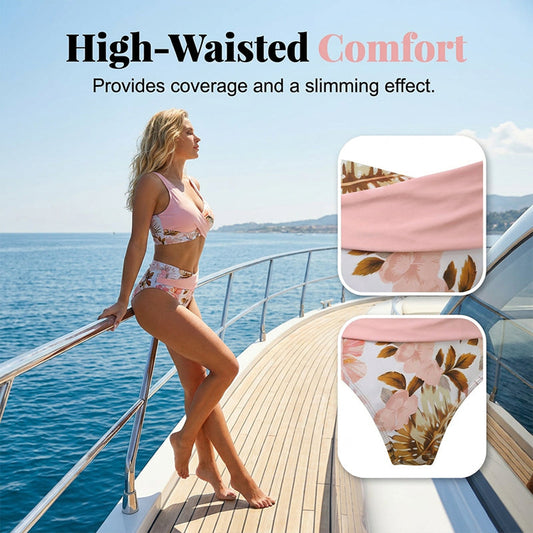 π 50% OFF NOW ! π Women's Floral Print High Waist Bikini Set β Elegant floral pattern, flattering high waist design, soft fabric, perfect for beach & pool days βοΈ