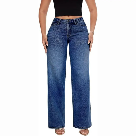 TroveHand Mid-Low Rise Stretch Wide-Leg Jeans