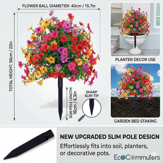 🎁 Last Day 60% OFF 💐 Artificial Topiary Ball Trees with Flowers and Ground Spikes 💐