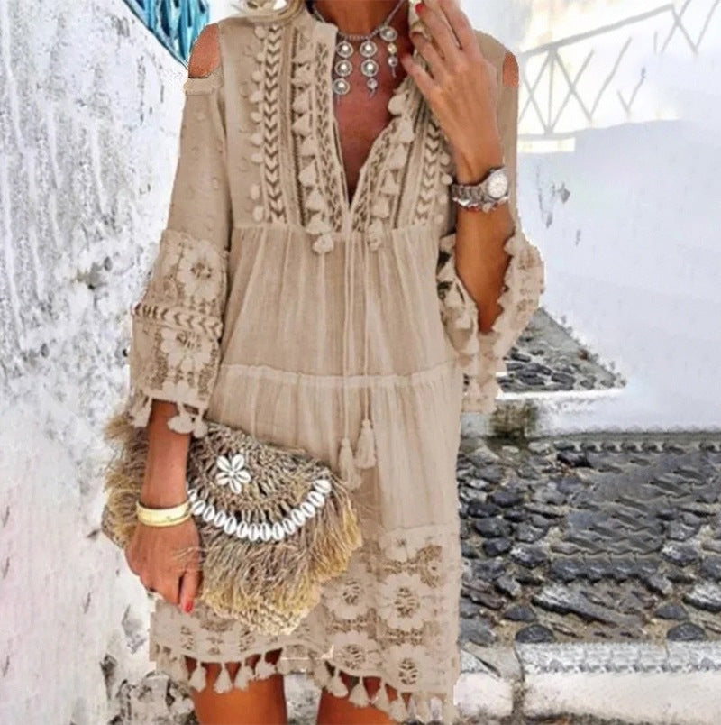 🥳SUMMER HOT SALE🥳💥50% OFF! 🔥Women's Loose Cotton Linen Embroidered Dress🌸👗