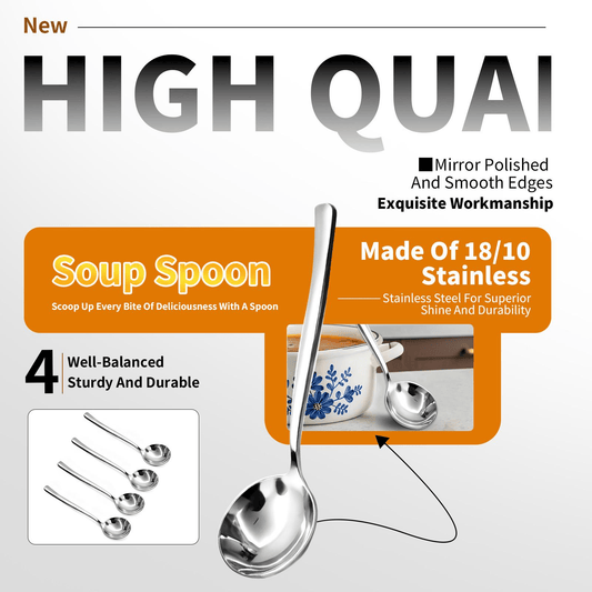 ๐ฒ 4/6 PCs Stainless Steel Soup Spoon Set