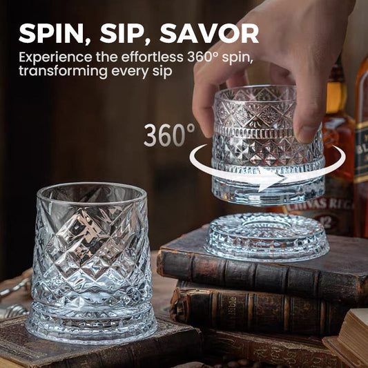 🥃 360° Rotating Whiskey Glass – Aerate & Relieve Stress ✨