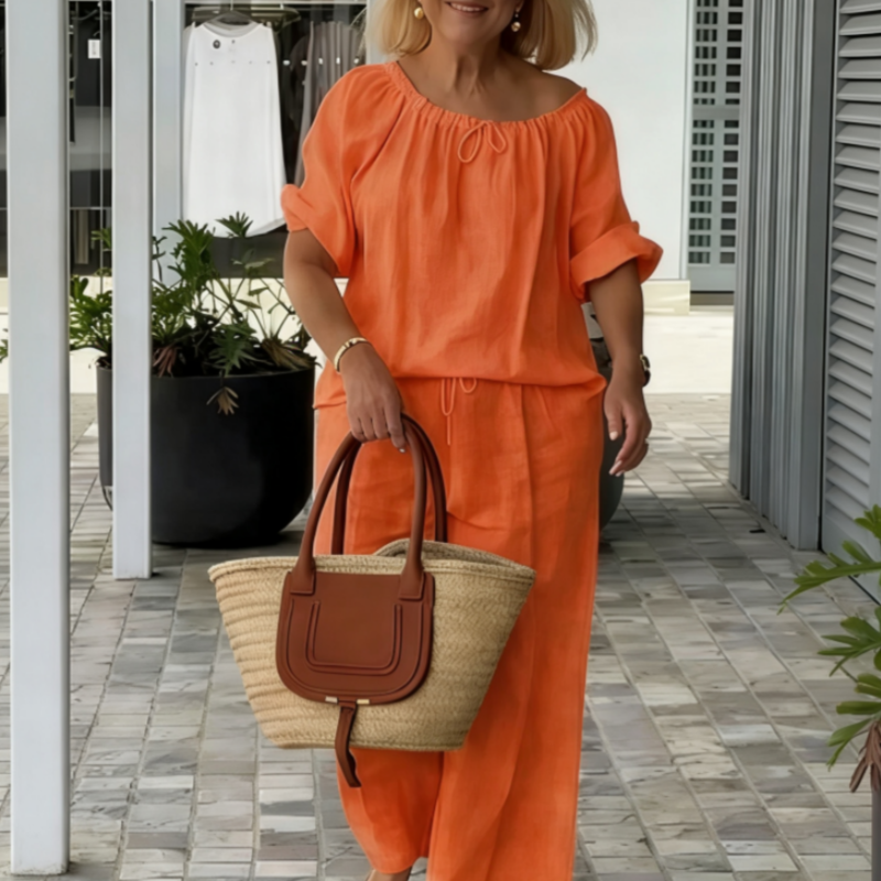 Women's Drawstring Top & Pants 2-Piece Set β Relaxed Fit, Comfortable & Perfect for Lounging or Everyday Style πΈ