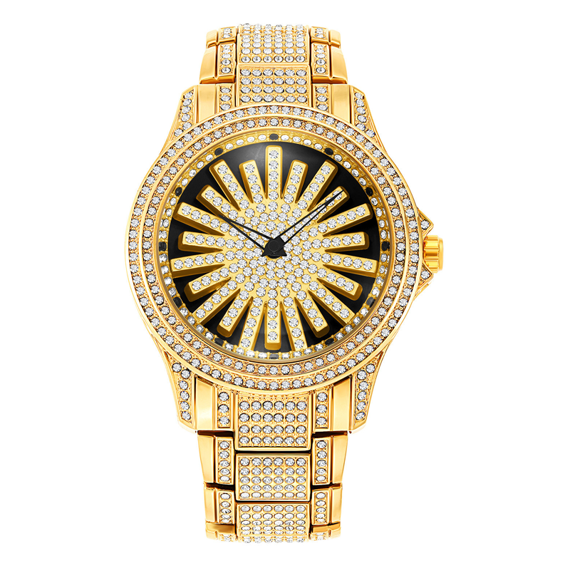 🔥2026 New Arrival & Hot Sale🔥 Men's Iced-Out Watch with Rotating Dial – Sparkling Crystals, Precise Quartz & Butterfly Clasp ✨