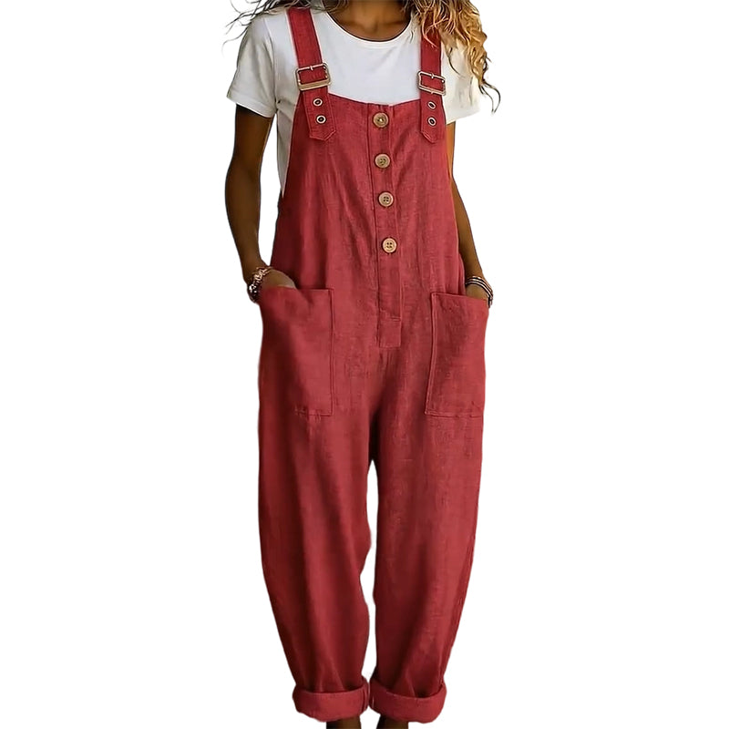 π Women's Casual Loose Fit Overalls β Button Front, Deep Pockets, Relaxed Style π