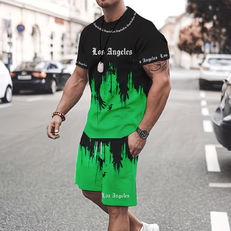 π LIMITED-TIME 52% OFF! π©³ Men's Graphic Print T-Shirt & Shorts Set β Coordinated, Soft, Adjustable Waist π΄