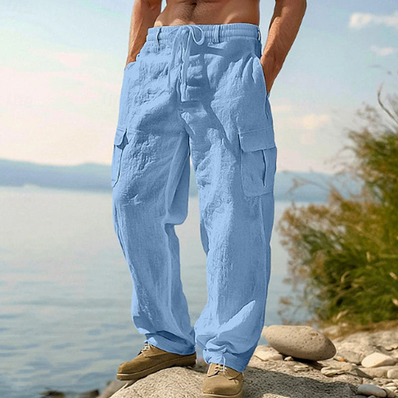 π 50% OFF NOW! πΏ Men's Cotton Linen Cargo Pants β Breathable, Relaxed Wide-Leg & Multi-Pocket β Drawstring Waist for Easy Fit βοΈ