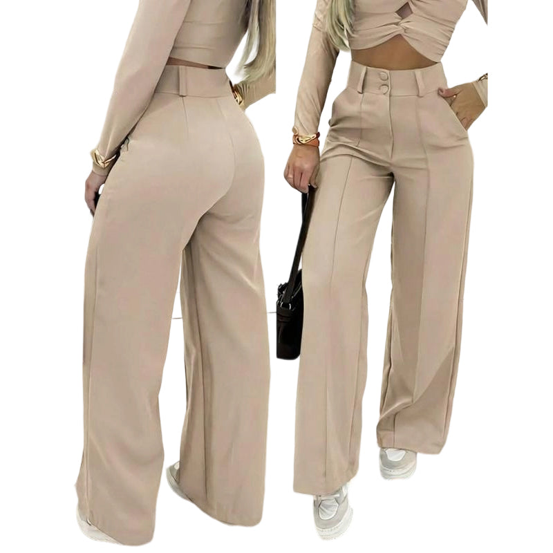 ✨ 50% OFF High-Waist Wide-Leg Trousers – Slimming Waistline, Flowing Silhouette & Office-to-Evening Comfort