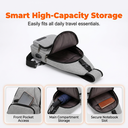 🎒 50% OFF NOW!⛰️ Outdoor Sport Sling Pack – Multifunctional, Durable & USB Port – Urban Commuter Essential 🚴♂️