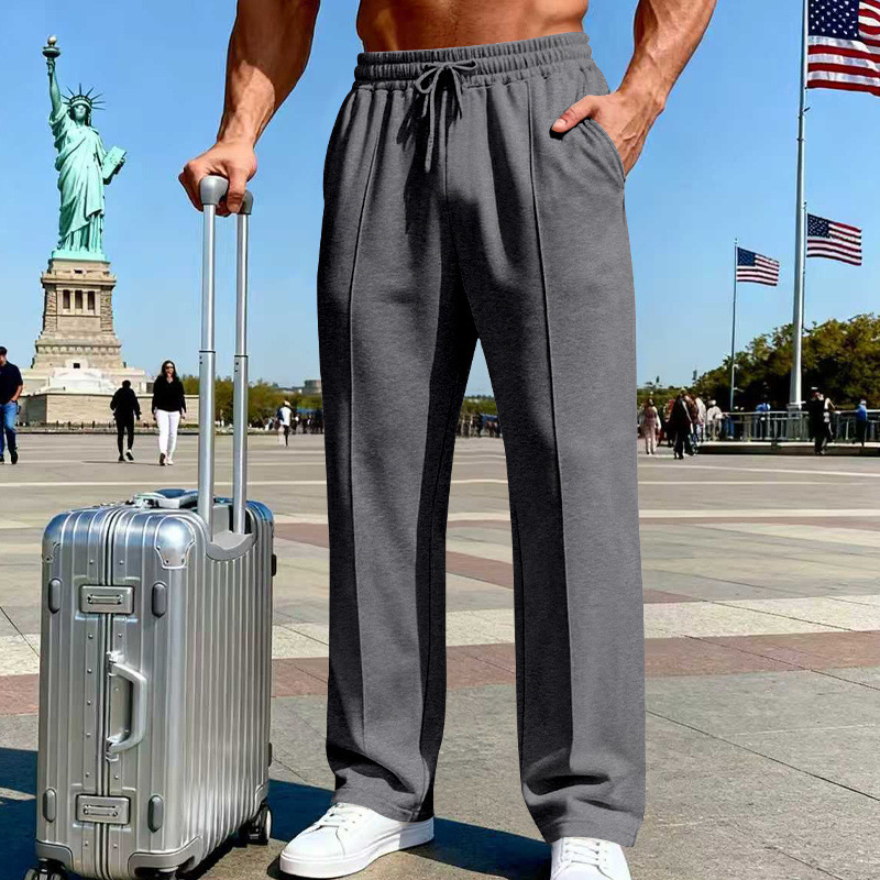 🔥Summer Sale 60% OFF👖 Men’s Straight Leg Pants – Elastic Waist, Deep Pockets & Breathable Knit Comfort