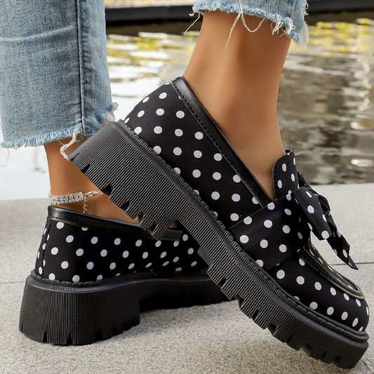 👠🔥LIMITED TIME 50% OFF!🔥50K+ SOLD! ⚡Buy 2 get 5%+ Free Shipping ✈️ Women's Polka Dot Bow Platform Loafers
