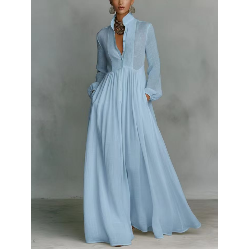 π 50% OFF! β¨ Elegant Pleated White High-Neck Maxi Dress