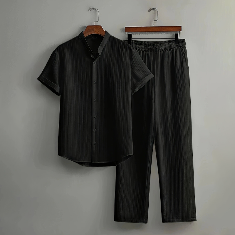 π LIMITED-TIME 50% OFF! β¨ Men's Textured 2-Piece Set β Shirt & Pants, Breathable, Coordinated π§³