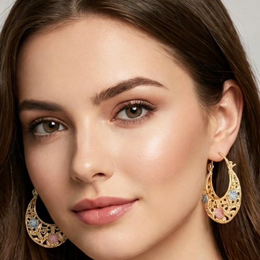 🔥2026 New Arrival & Hot Sale & 50% Off🔥🌙💐 Gold-Plated Crescent Moon Enamel Flower Earrings – Affordable Luxury, Versatile ✨✅