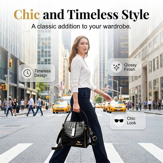 π 50% OFF! β¨ Glossy Crocodile Pattern Women's Handbag β Structured, Gold Hardware, Spacious & Chic πΌ