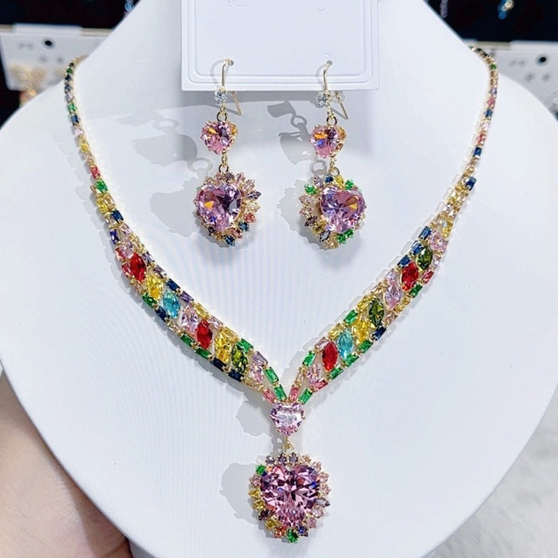 ๐ Beperkte tijd 50% korting! โจ Fonkelende hartensieraden set โ ketting & oorbellen, elegant, lichtgewicht ๐
