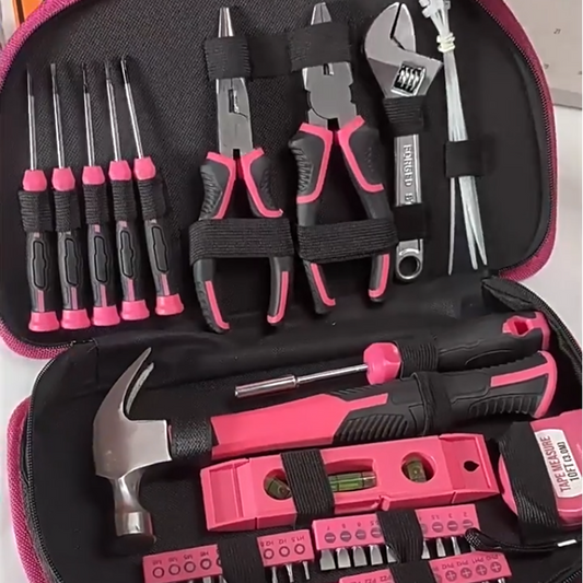 💗 Pink DIY Tool Kit – Compact Hand Tool Set for Everyday Repairs, Furniture Assembly & Home Projects 🛠️📦