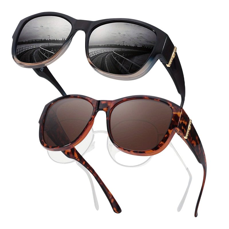 πΆοΈπ 50% KORTING! Brildragers opgelet: deze oversized zonnebril schuift over je eigen bril en je ziet eruit als een filmster β geen dure clip-on, geen geknipper met lenzen!