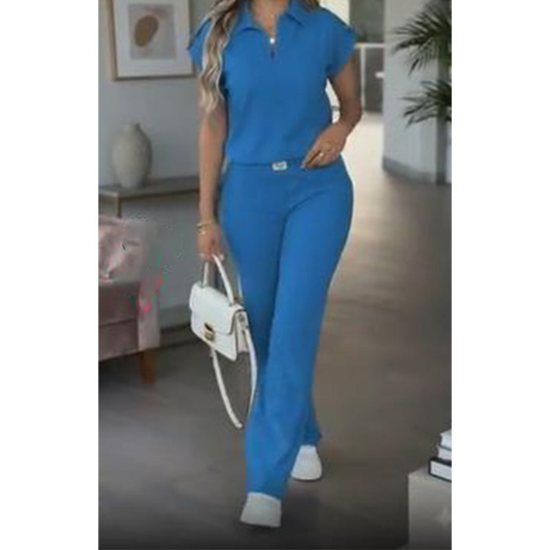 π 50% OFF! π₯ Women's Casual Top & Pants 2-Piece Set β Chic, Wide-Leg, Gold Accents β¨