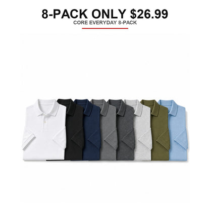 Men's Regular-Fit Cotton Pique Polo Shirts 8-Pack Mixed Color Set - Short Sleeve Big & Tall