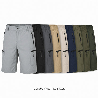 Men's Quick-Dry Hiking Cargo Shorts 8-Pack Mixed Color Set - Multi-Pocket Outdoor Shorts