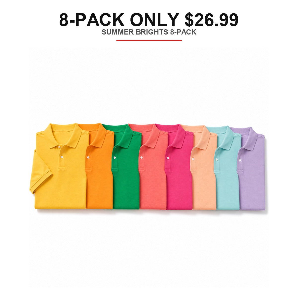 Men's Regular-Fit Cotton Pique Polo Shirts 8-Pack Mixed Color Set - Short Sleeve Big & Tall