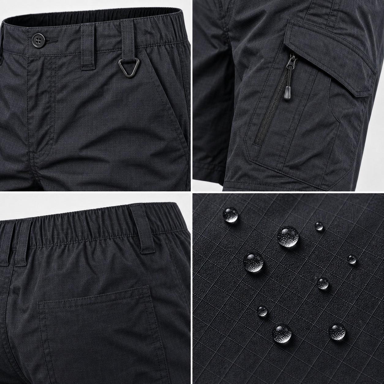 Men's Water-Repellent Hiking Tactical Cargo Shorts 8-Pack All Color Set - Quick Dry Multi-Pocket Work Shorts