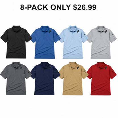 Men's Tactical Performance Polo Shirts 8-Pack Mixed Color Set - Moisture-Wicking Work & Outdoor Shirts