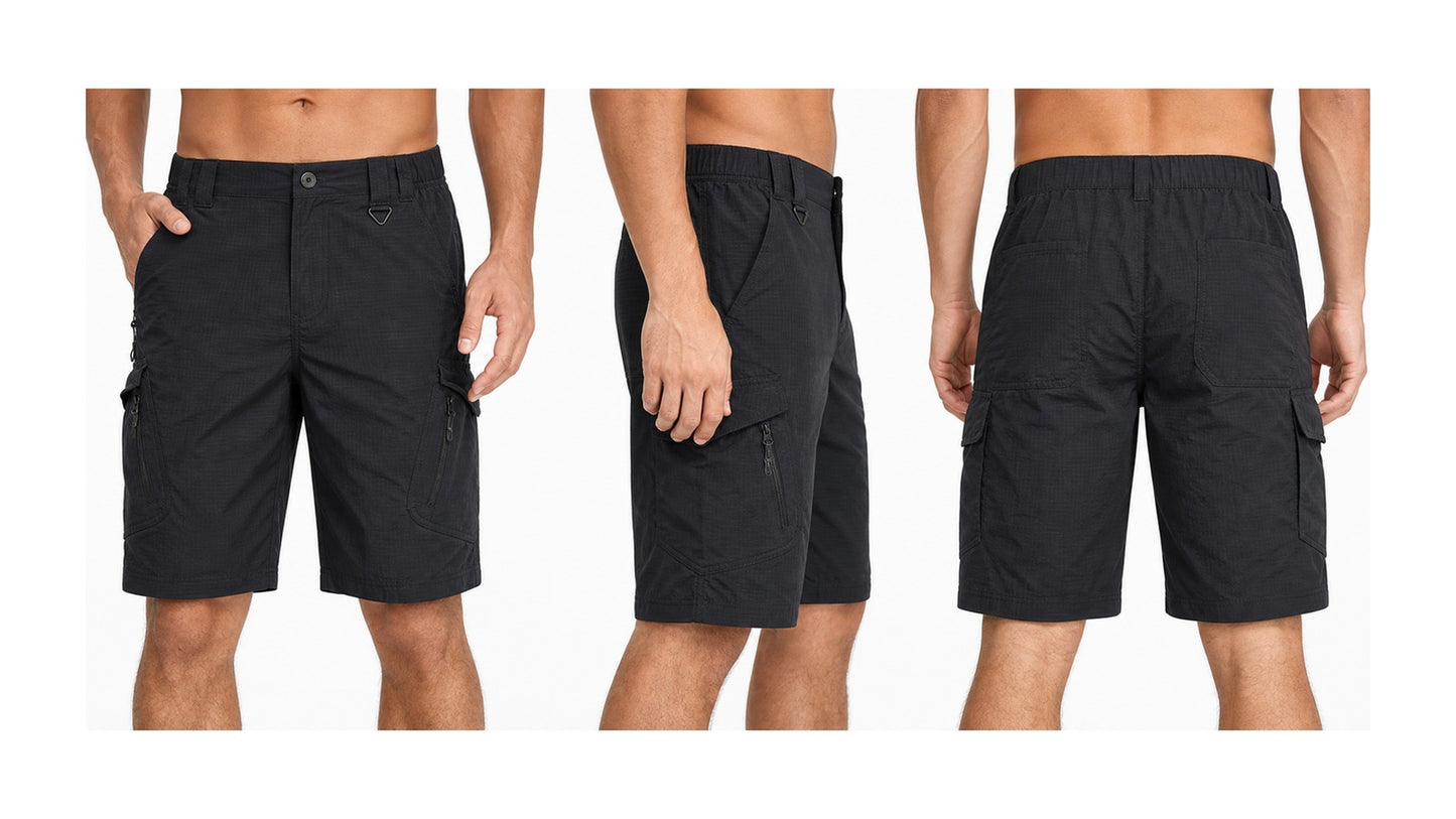 Men's Water-Repellent Hiking Tactical Cargo Shorts 8-Pack All Color Set - Quick Dry Multi-Pocket Work Shorts