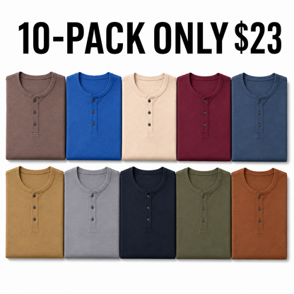 Men's Ribbed Knit Short Sleeve Henley Shirts Mixed Pack Set - Half Button Tees