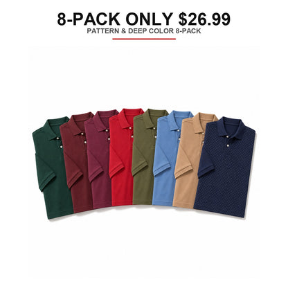 Men's Regular-Fit Cotton Pique Polo Shirts 8-Pack Mixed Color Set - Short Sleeve Big & Tall