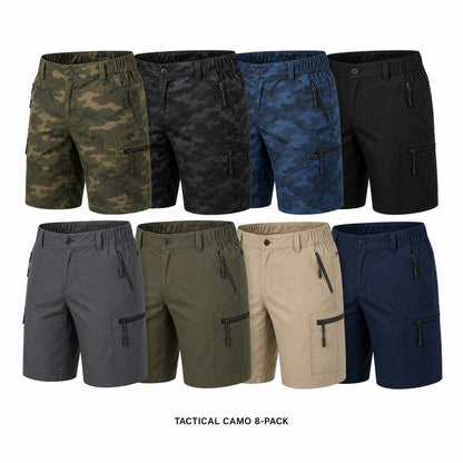 Men's Quick-Dry Hiking Cargo Shorts 8-Pack Mixed Color Set - Multi-Pocket Outdoor Shorts