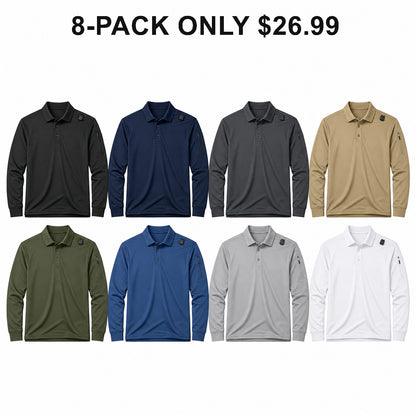 Men's Tactical Performance Polo Shirts 8-Pack Mixed Color Set - Moisture-Wicking Work & Outdoor Shirts