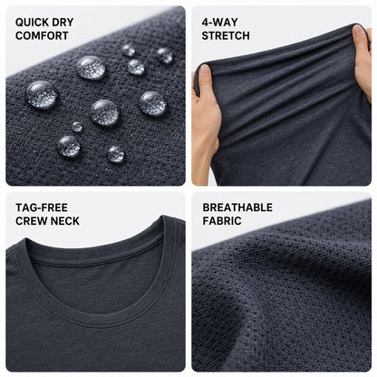 Men's Dry-Fit Athletic Crew Neck T-Shirts 10-Pack Mixed Color Set - Quick Dry Workout Tees