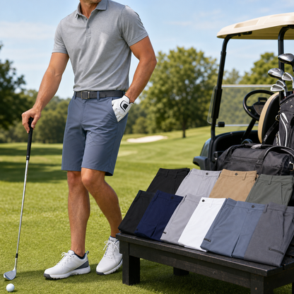 Men's Stretch Golf Shorts 8-Pack Mixed Color Set - Quick Dry Hybrid Dress Shorts