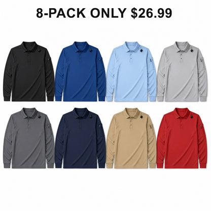Men's Tactical Performance Polo Shirts 8-Pack Mixed Color Set - Moisture-Wicking Work & Outdoor Shirts