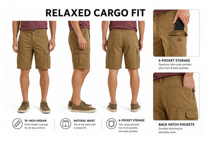 Men's Classic Cargo Stretch Shorts 8-Pack Mixed Color Set - 6-Pocket Utility Shorts