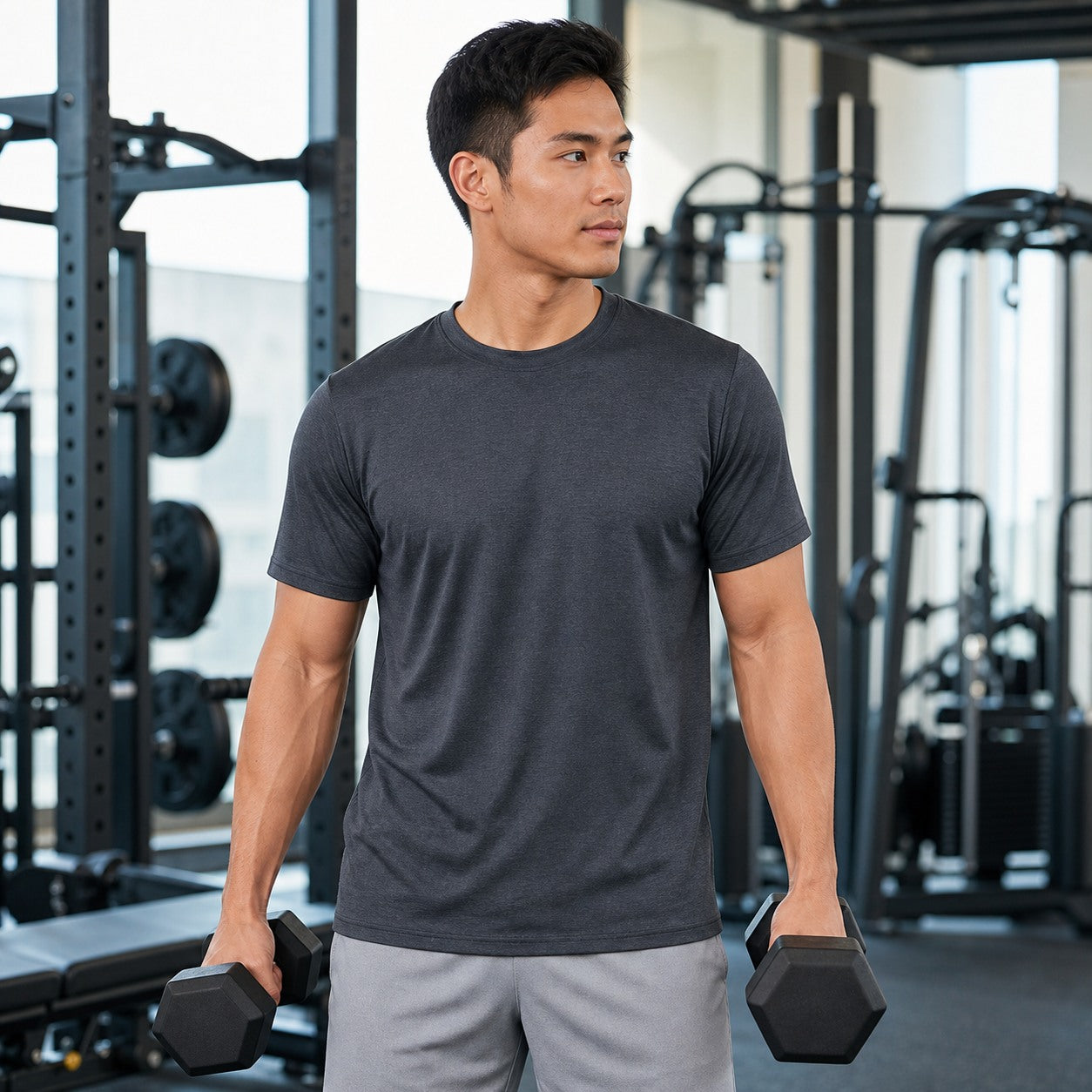 Men's Dry-Fit Athletic Crew Neck T-Shirts 10-Pack Mixed Color Set - Quick Dry Workout Tees