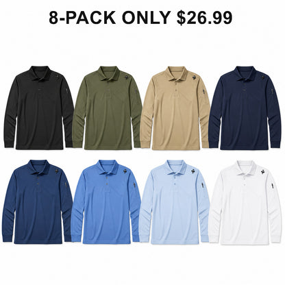 Men's Tactical Performance Polo Shirts 8-Pack Mixed Color Set - Moisture-Wicking Work & Outdoor Shirts