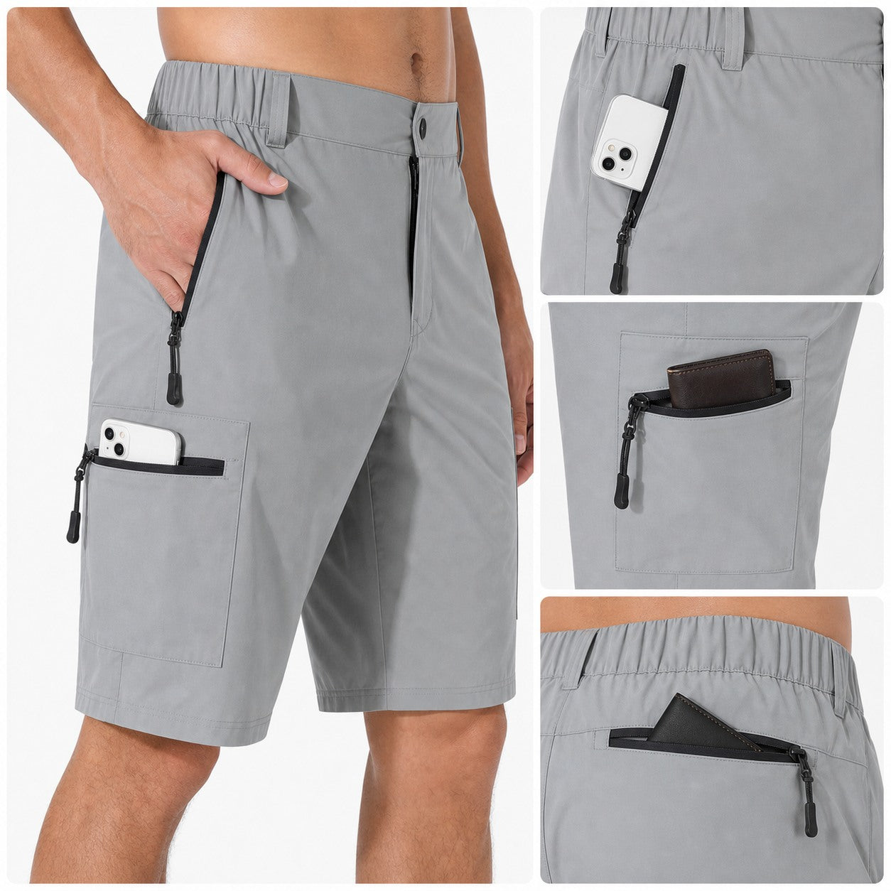 Men's Quick-Dry Hiking Cargo Shorts 8-Pack Mixed Color Set - Multi-Pocket Outdoor Shorts