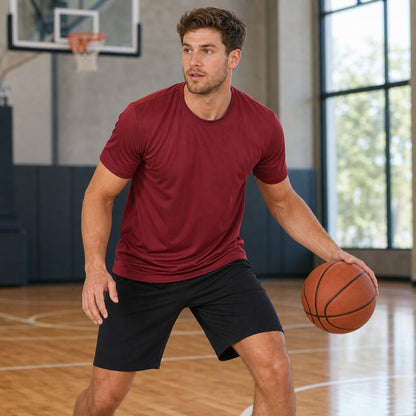 Men's Dry-Fit Athletic Crew Neck T-Shirts 10-Pack Mixed Color Set - Quick Dry Workout Tees