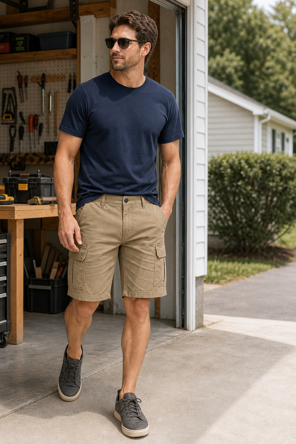 Men's Classic Cargo Stretch Shorts 8-Pack Mixed Color Set - 6-Pocket Utility Shorts