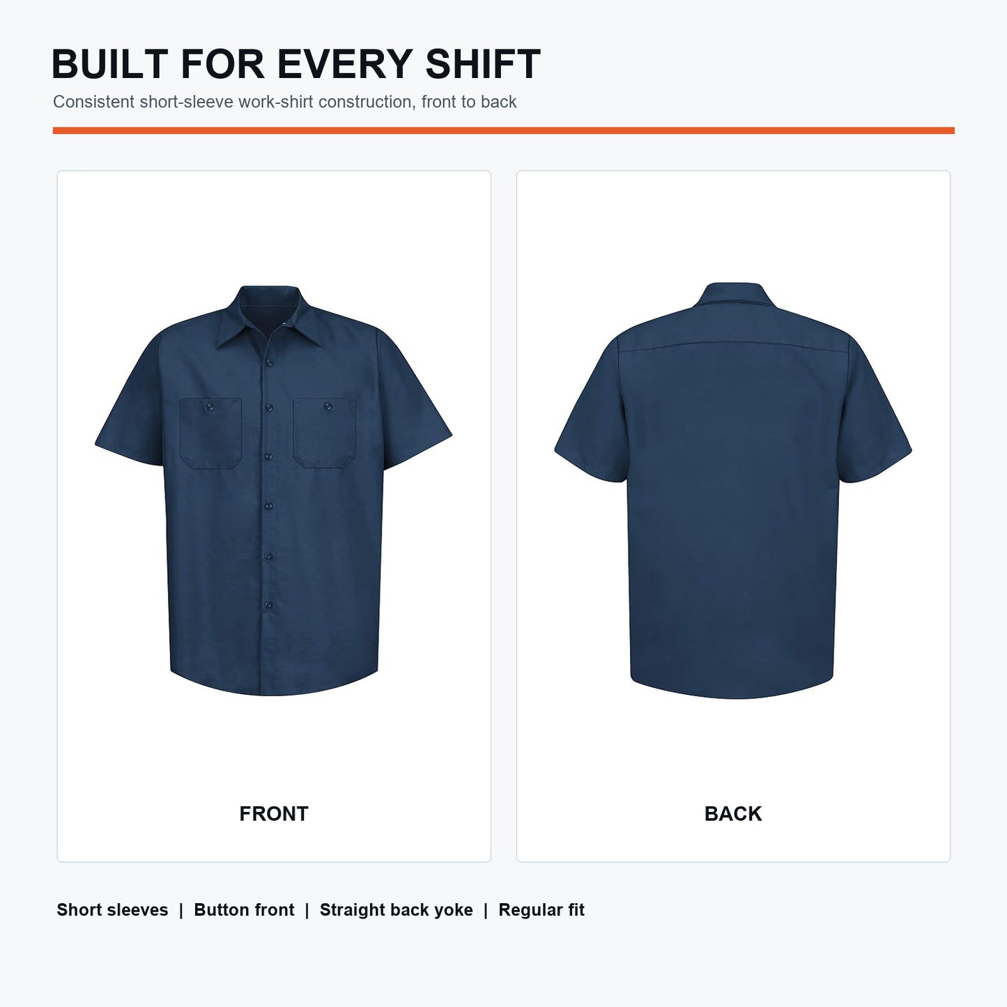 Men's Short Sleeve Industrial Work Shirts 7-Pack & 14-Pack Set - Stain Resistant Button Down Utility Shirts