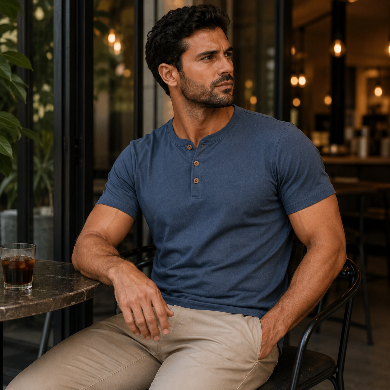 Men's Ribbed Knit Short Sleeve Henley Shirts Mixed Pack Set - Half Button Tees
