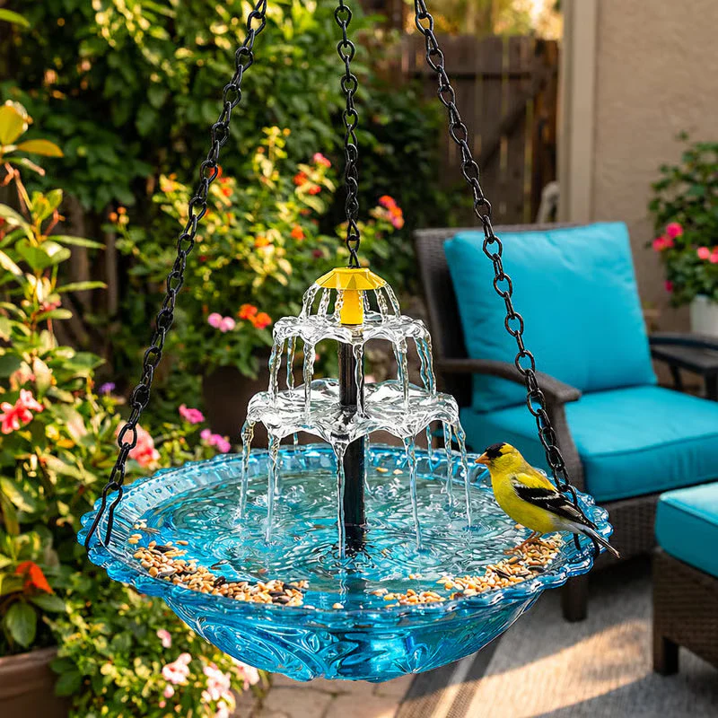 💞50K+ SOLD!🐦🌧️Vintage-Style Bird Feeder with Bath – Hangs anywhere, easy to fill. Attracts robins & blue tits. Perfect for nature lovers. 🏡✨