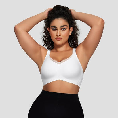 Women's Wireless V-Neck Crossover Mesh Seamless Push-Up Bra