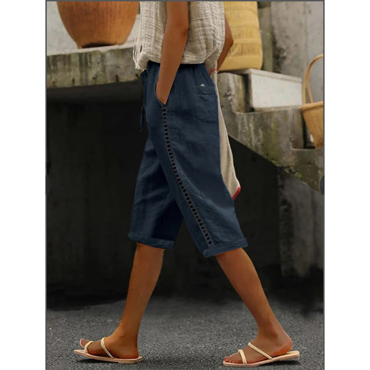 ☀️👖 Zomerbroek in caprilengte voor dames met kanten details 🧵🌸