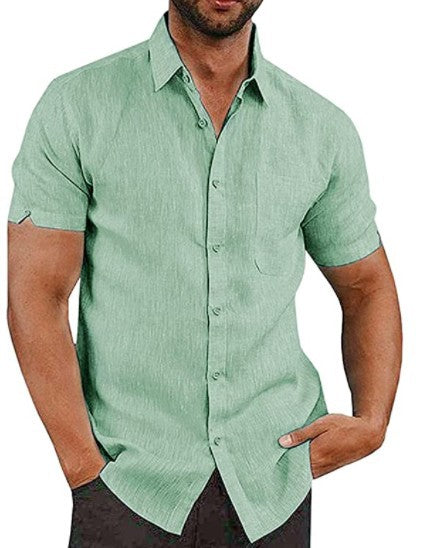 👔2026 Pop-up Shirt Men's Shirt With Solid Color Lapel And Short Sleeves– Lightweight & Breathable 🔥
